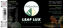 Pretty in Green Leaf Lux Fertilizer Label
