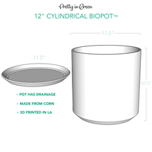 Modern 3D Printed 12" BioPot™️ - Extra Large White Planter with Drainage & Saucer - SHIPS FREE